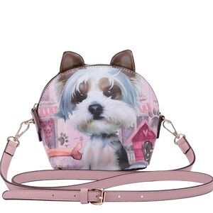 NWT Brentano Vegan Cute Puppy 3-D Ear Crossbody Handbag